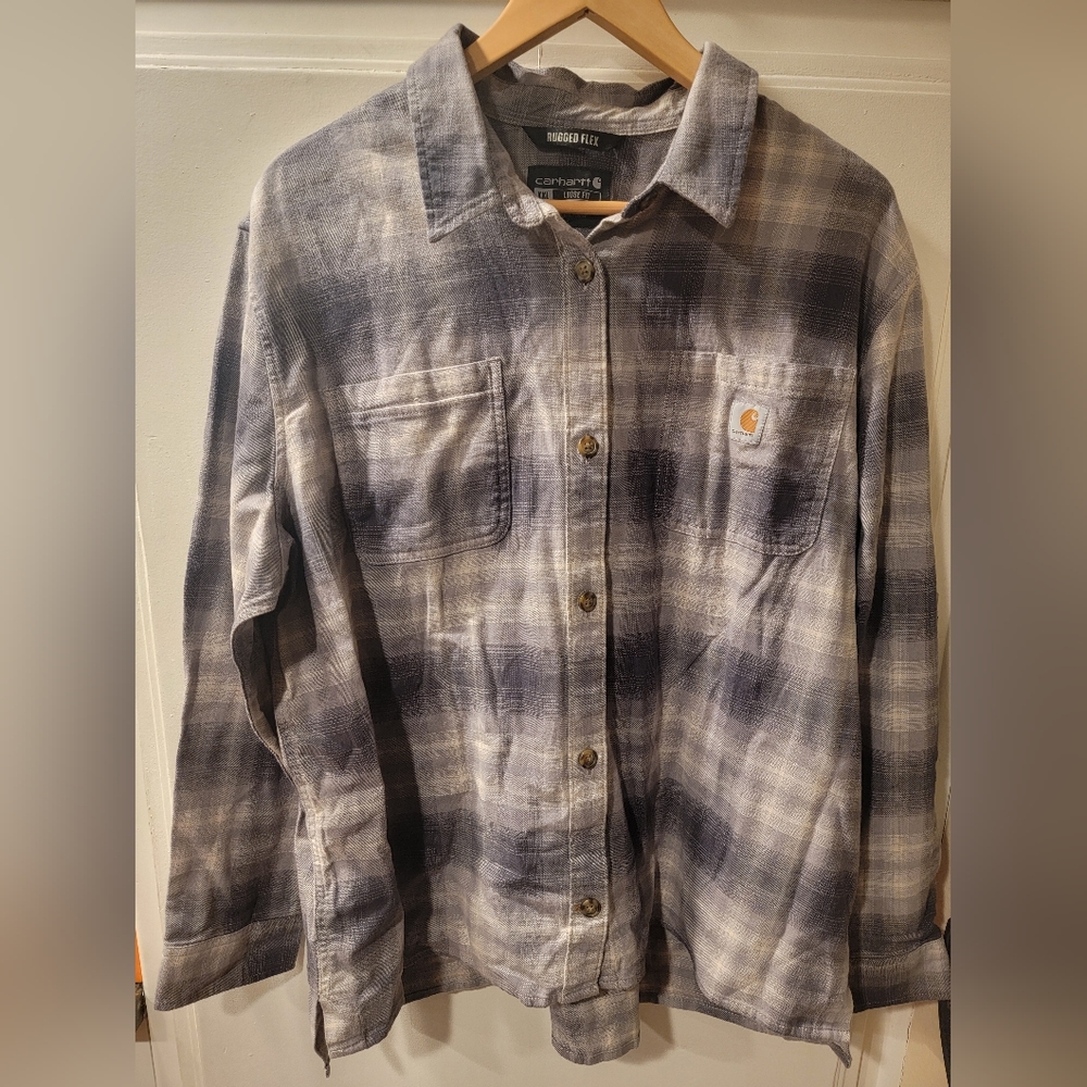 Carhartt Women's Rugged Flex/Loose Fit Midweight Flannel Long-Sleeve Plaid Shirt